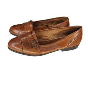 The Leather Collection Loafer Shoes Slip On Tassel Buckle Brown 11W